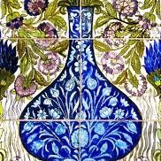 Card (V & A): Blue vase Tile Panel