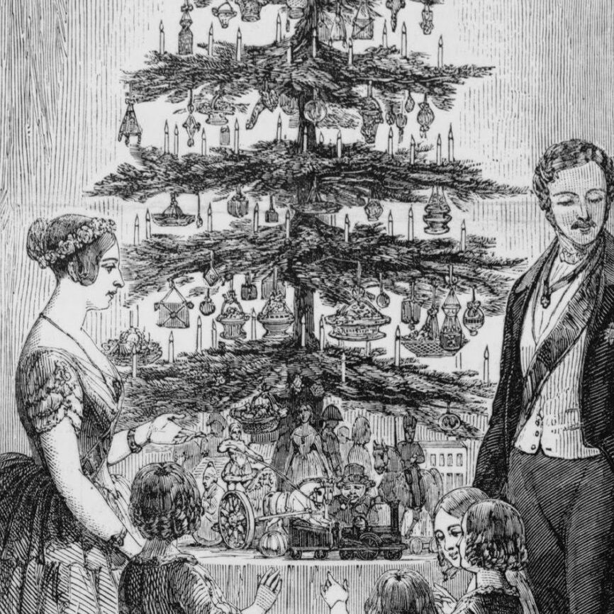 Queen Victoria and Prince Albert gathered around their Christmas tree in 1848crop
