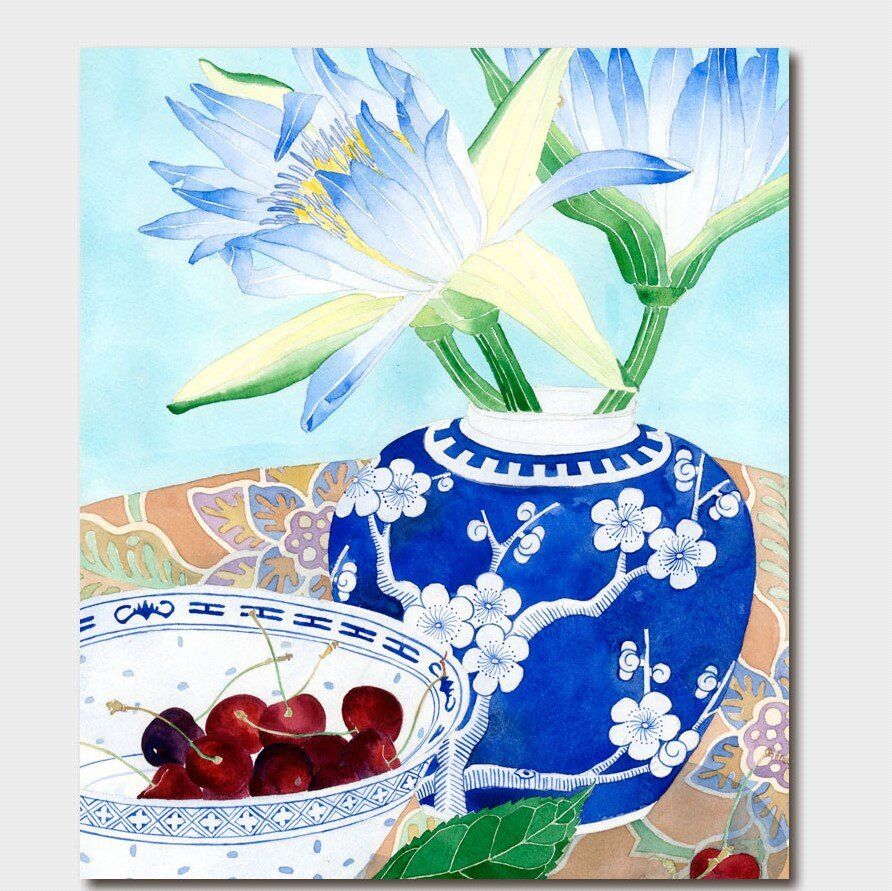 Card (Gabby Malpas): Waterlilies and Cherries