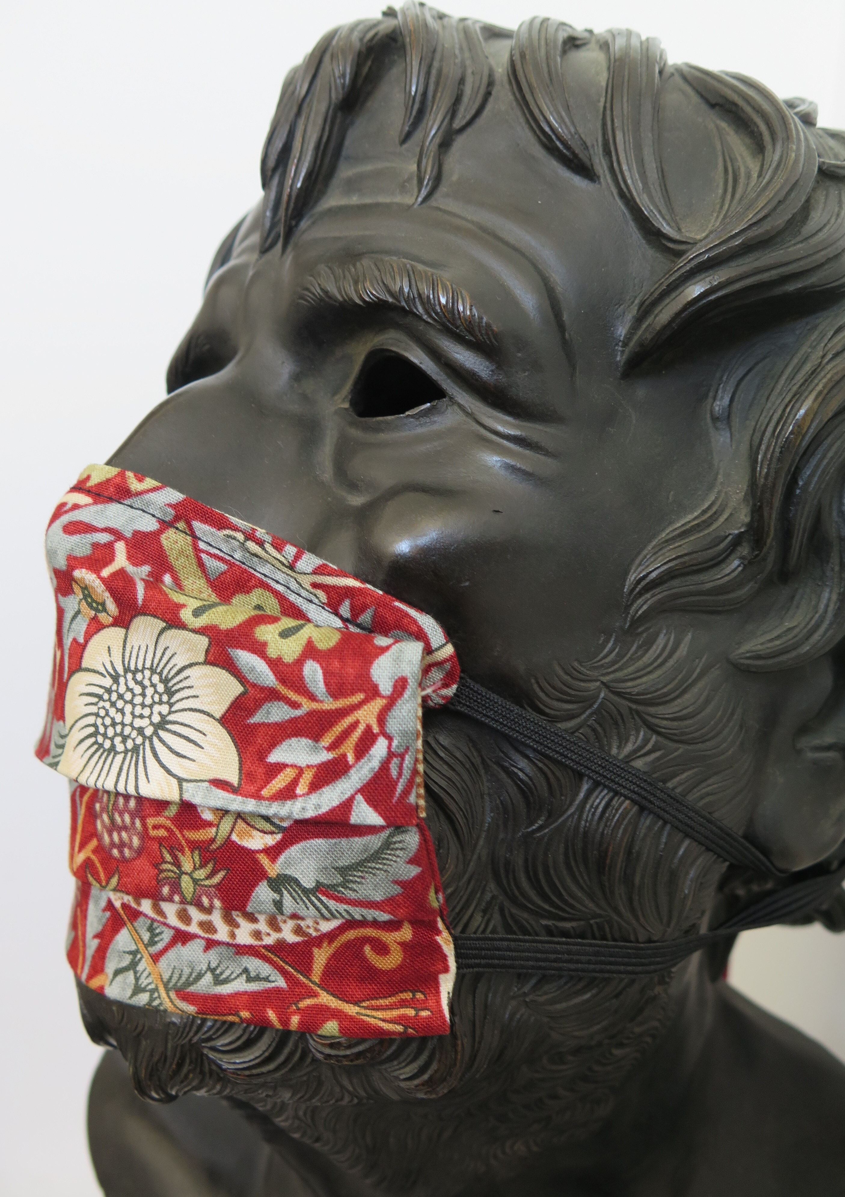 Liberty face mask strawberry thief marigold red 4