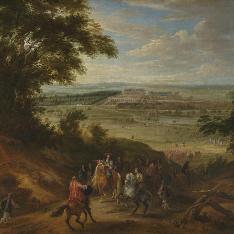 Square Adam Frans van der Meulen. View of the Château de Versailles taken from the heights of Satory in 1664. 1664. Oil on canvas. Musée du Louvre. - Copy
