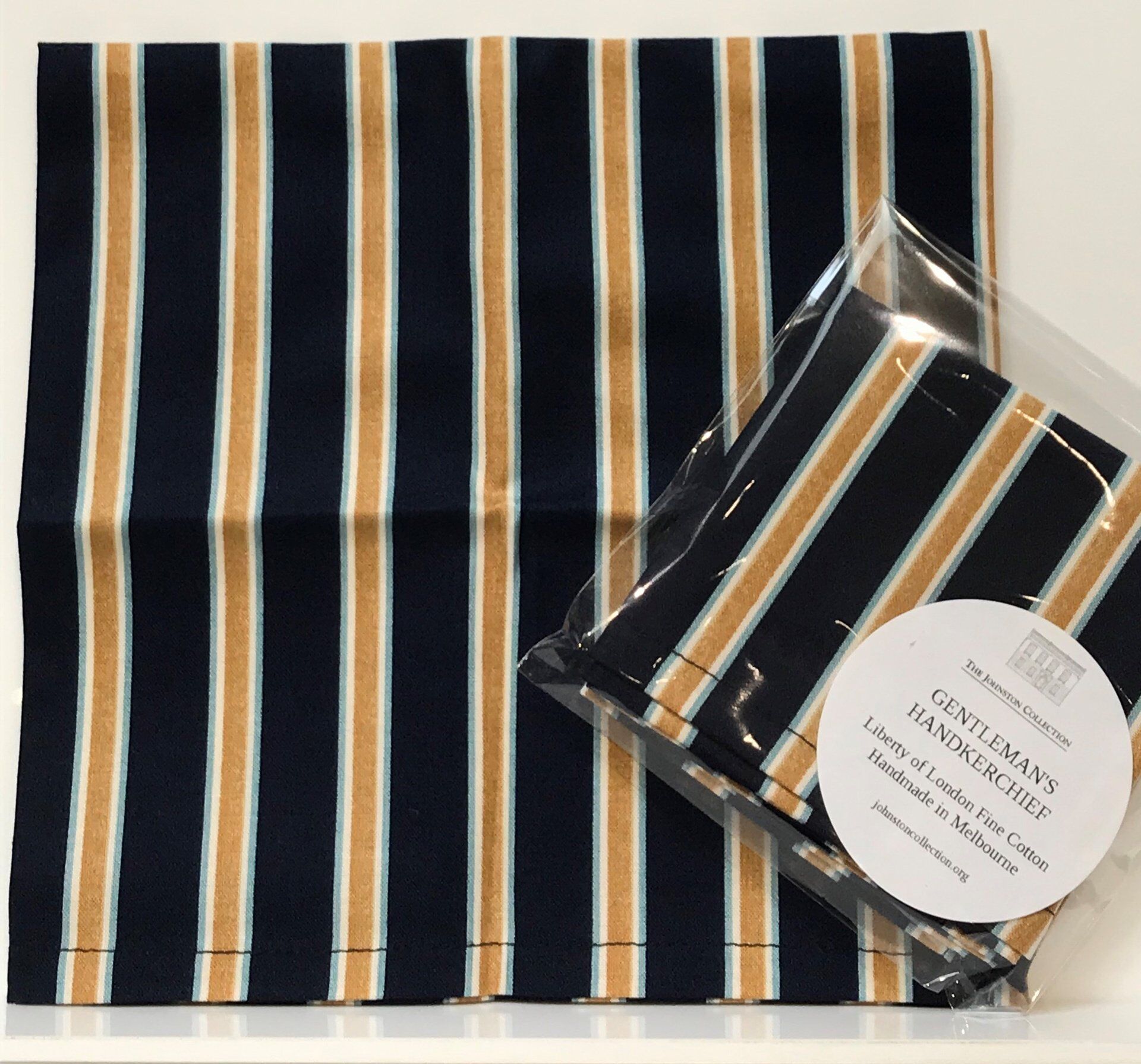TJC Handkerchief: Morris & Co Kelmscott (Gilt Stripe & Navy)