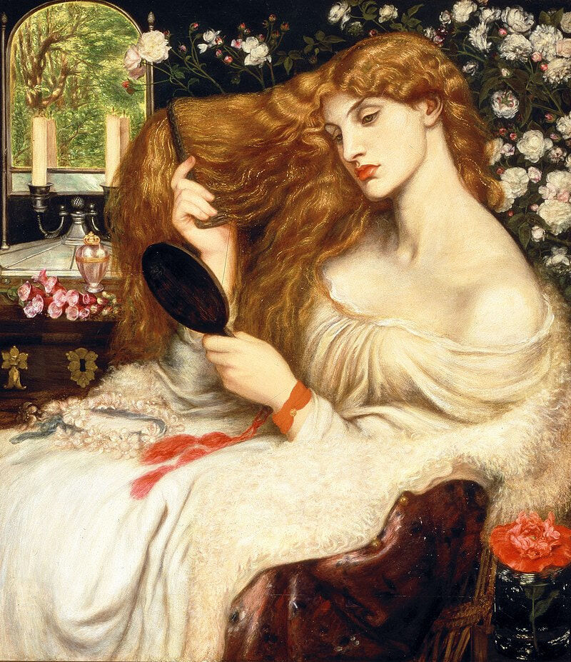 Dante Gabriel Rossetti (English, 12 May 1828– 9 April 1882)
Lady Lilith, 1866-1868 (altered 1872-1873)
oil on canvas | 965 × 851 mm (38.0 in × 33.5 in)
Samuel and Mary R. Bancroft Memorial, 1935
collection of Delaware Art Museum, 1935-29, Wilmington, Delaware

