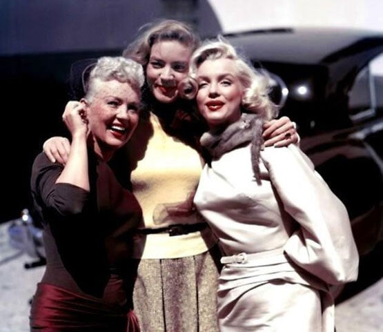 Peter McNeil_Betty Grable, Lauren Bacall and Marilyn Monroe pose for a portrait on the set of the 20th Century-Fox film 'How to Marry a Millionaire' in 1953 in Los Angeles, California. (Earl Theisen Getty Images)