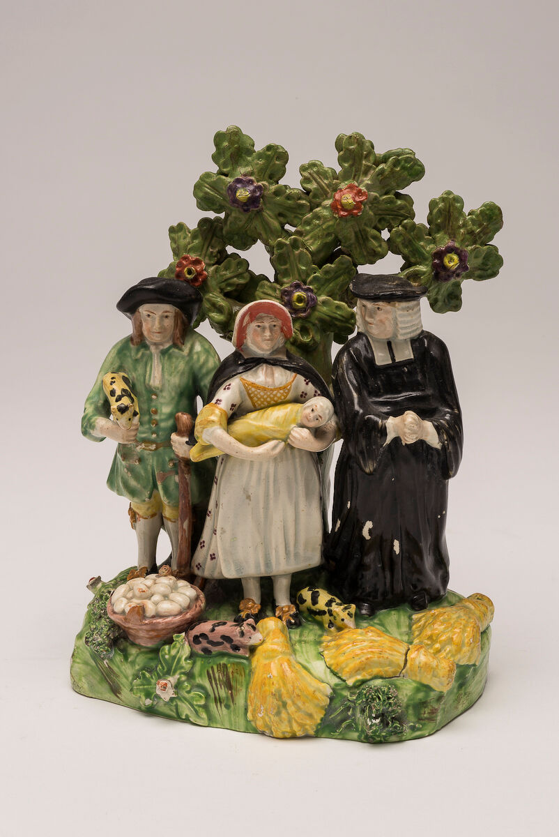 derived from an engraving by Johann Sebastian Müller also known as John Miller (German, 1715–circa 1792) and Louis Philippe Boitard (French/English, 1733-1767), dated 1751 Staffordshire potteries group figure group (The Tithe Pig), England, circa 1830-35 The Johnston Collection (A1200-1999, purchase)