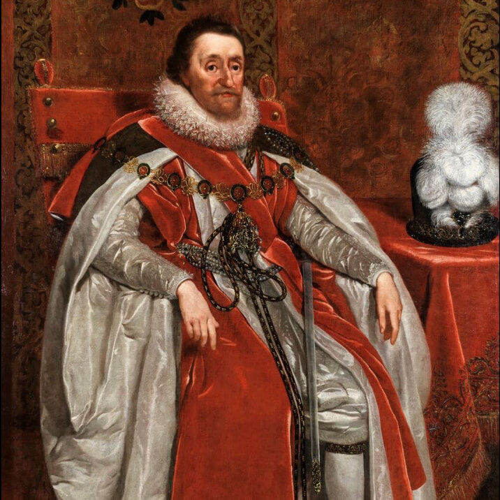 Daniel Mytens (ca.1590-1647). Portrait of James I, King of Great Britain (1566-1625). 1621 (detail). Oil on canvas. London: National Portrait Gallery