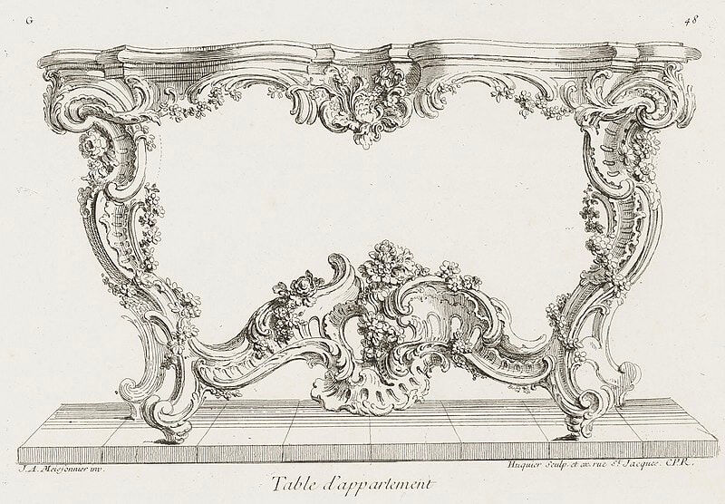 Juste-Aurèle_Meissonnier_-_Table_de_Cabinet.,_6th_Plate_(Study_for_a_Table),_pl._47_in_Oeuvre_de_Juste-Aurele_Meissonnier_
