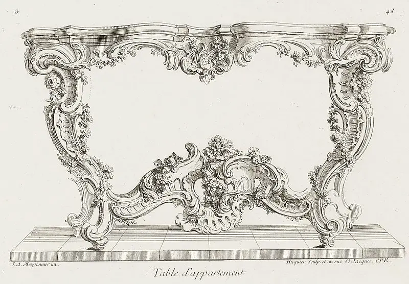 Juste-Aurèle_Meissonnier_-_Table_de_Cabinet.,_6th_Plate_(Study_for_a_Table),_pl._47_in_Oeuvre_de_Juste-Aurele_Meissonnier_