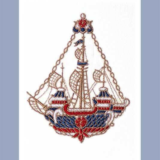 Embroidered card: Admiral's Ship