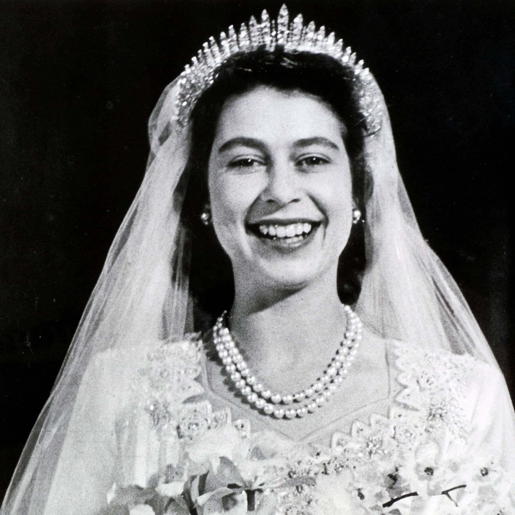 QE II wedding day tiara