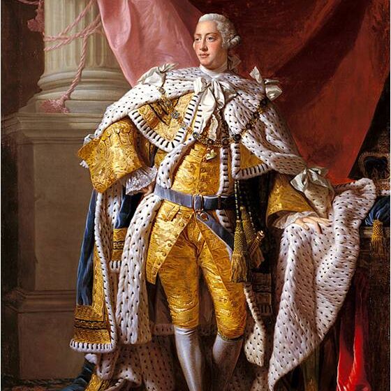 King George III - portrait in 1761 (age 23) painted on the occasion of his Coronation by the Scottish artist Sir Allan Ramsay.