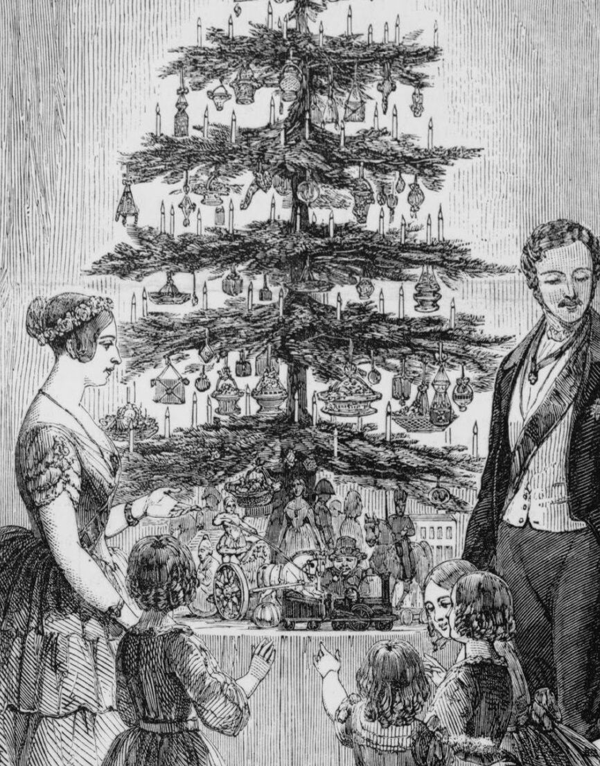 Queen Victoria and Prince Albert gathered around their Christmas tree in 1848crop
