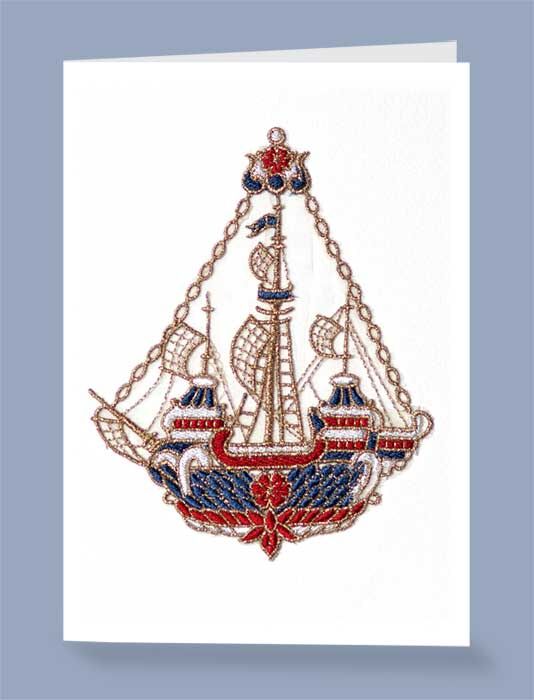 Embroidered card: Admiral's Ship