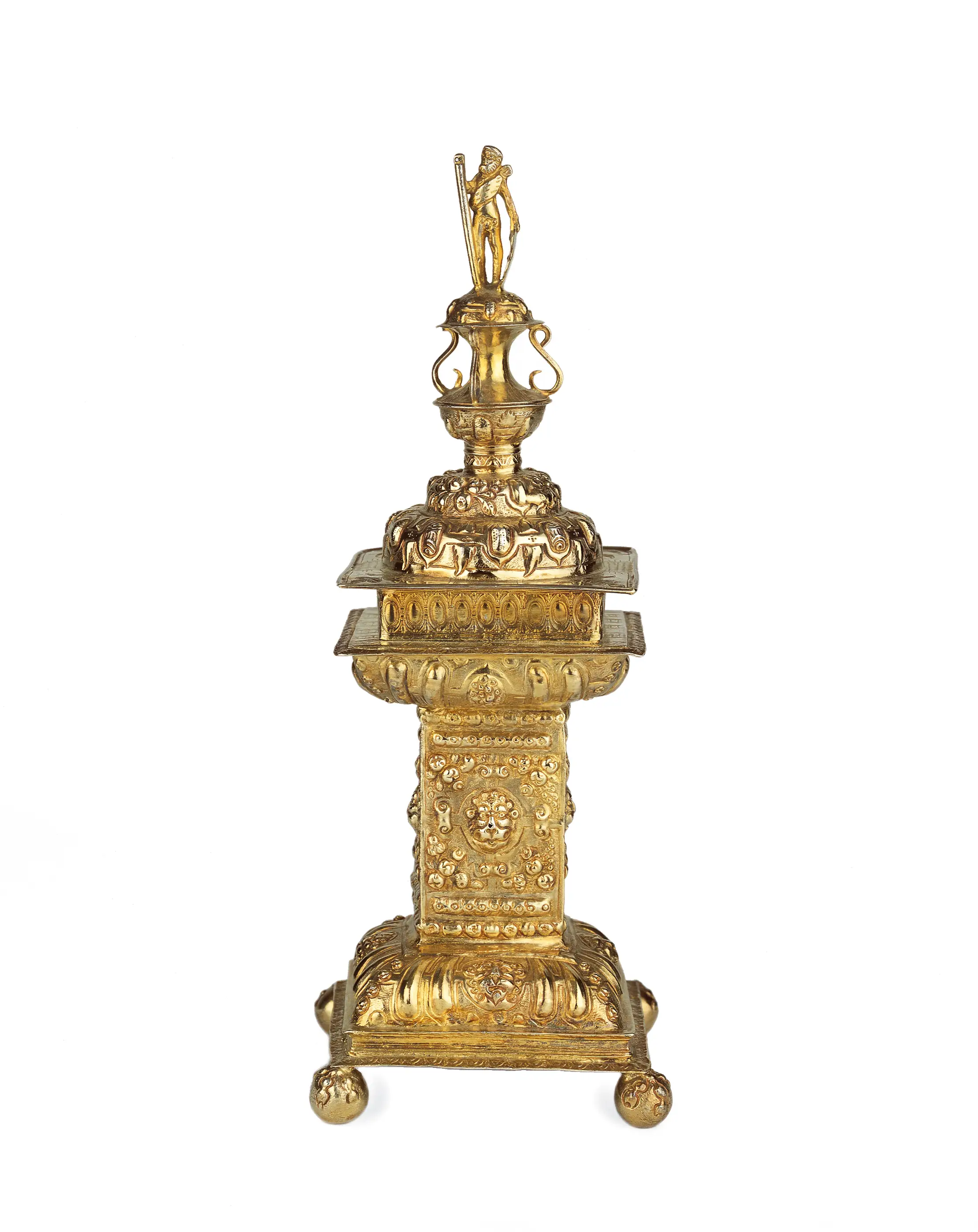 Britain, London (possibly a bull's head maker's mark), Standing salt, 1583 84, London, silver gilt,
27.5 x 10.2 x 10.4 cm; Gift of Gladys Penfold Hyland in memory of her husband Frank 1964, Art Gallery of South Australia, Adelaide
