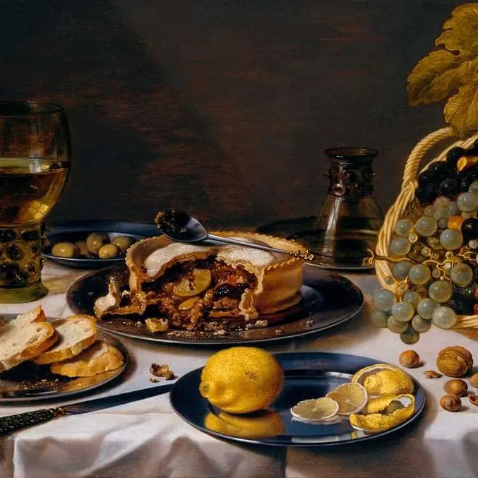 Claesz,_Pieter_-_Tabletop_Still_Life_with_Mince_Pie_and_Basket_of_Grapes_-_1625 (1)