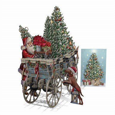 Card (3D Pop up): Christmas - Santa's Wagon